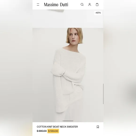 Massimo Dutti Knit Boat Neck Sweater