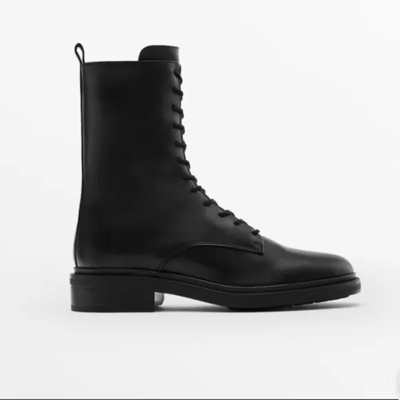 MASSIMO DUTTI  Lace-up Leather Ankle Boots