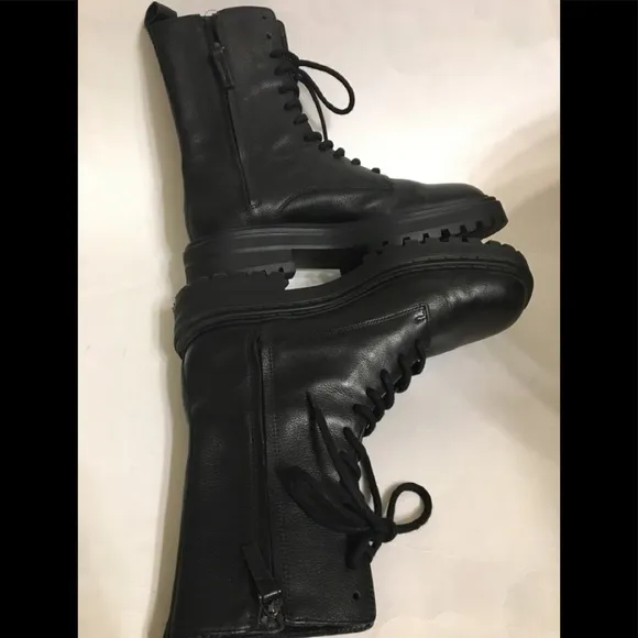 MASSIMO DUTTI  Lace-up Leather Ankle Boots