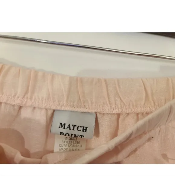 Matchpoint Womens 100% Linen Light Pink Tunic Top Skirt Set Large