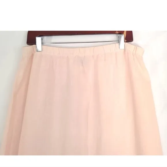 Matchpoint Womens 100% Linen Light Pink Tunic Top Skirt Set Large