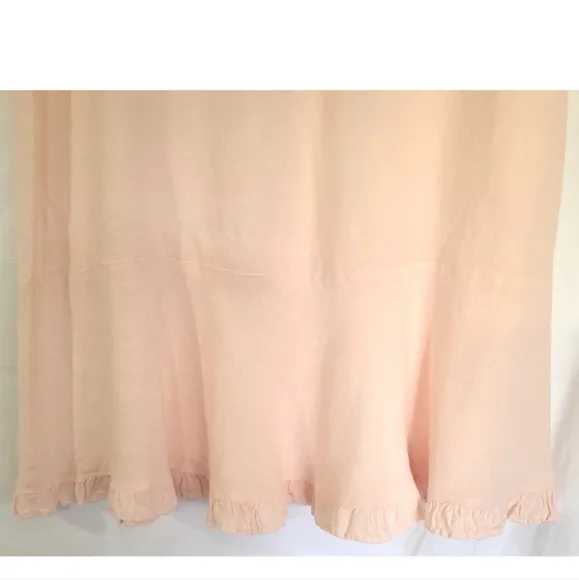 Matchpoint Womens 100% Linen Light Pink Tunic Top Skirt Set Large
