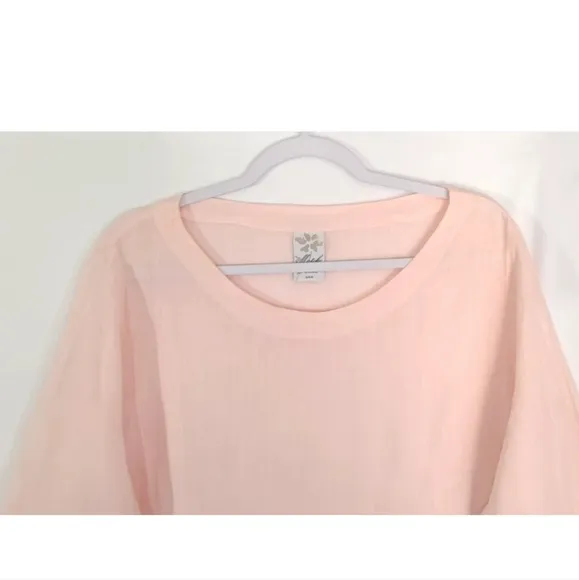 Matchpoint Womens 100% Linen Light Pink Tunic Top Skirt Set Large