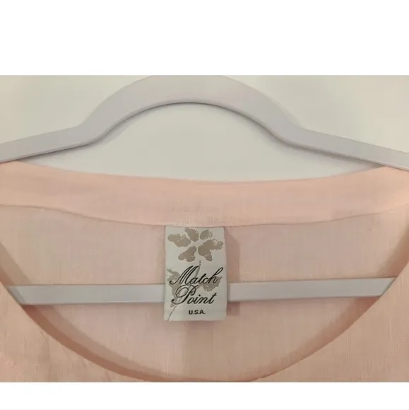 Matchpoint Womens 100% Linen Light Pink Tunic Top Skirt Set Large