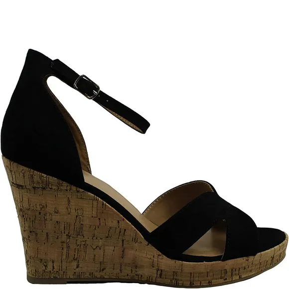 Material Girl Bretta Wedge Sandals Manmade Black 8.5M