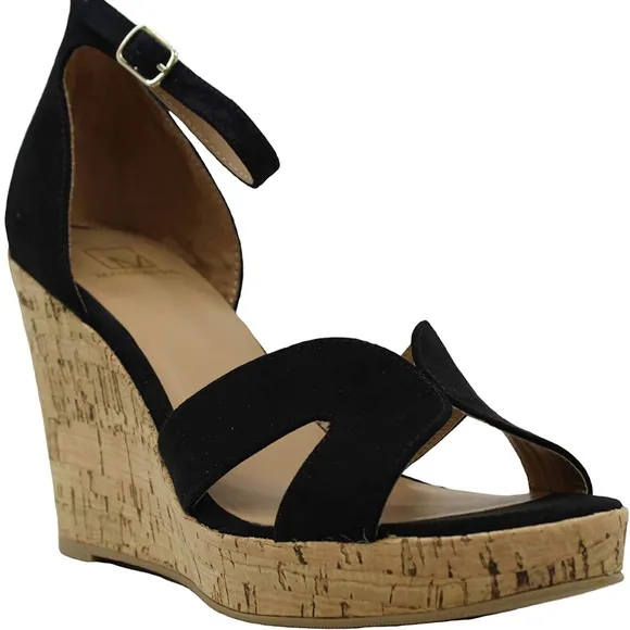 Material Girl Bretta Wedge Sandals Manmade Black 8.5M