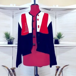 Material Things vintage 80s 90s black red white nautical color block blazer sz S
