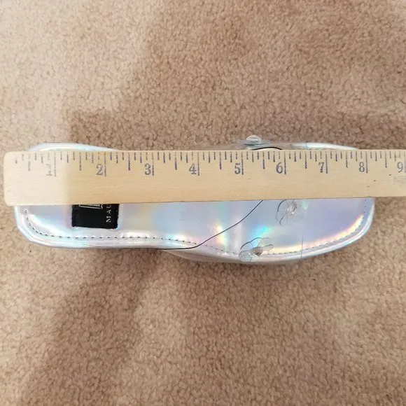 Maurices wedges 9 holographic clear chunky slip on heels sandal flower power Y2K