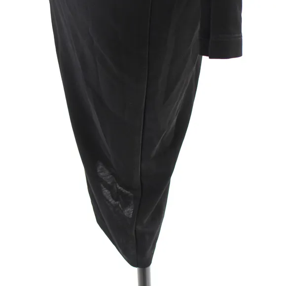 MCQ Alexander McQueen Black Zip Boat Neck Asymmetric Dress XS Long Sleeve Midi