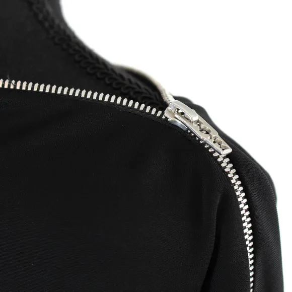 MCQ Alexander McQueen Black Zip Boat Neck Asymmetric Dress XS Long Sleeve Midi