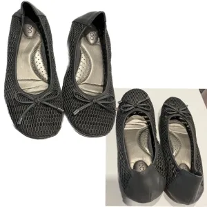 Me Too Women's Faith Ballet Flat in Dark Metallic Silver Grey w/ Mesh Knitting