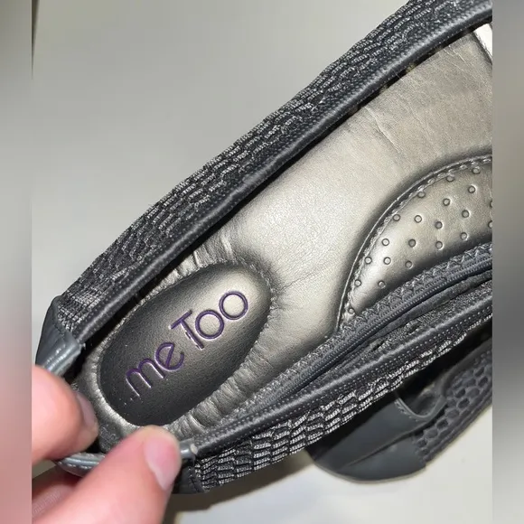 Me Too Women's Faith Ballet Flat in Dark Metallic Silver Grey w/ Mesh Knitting