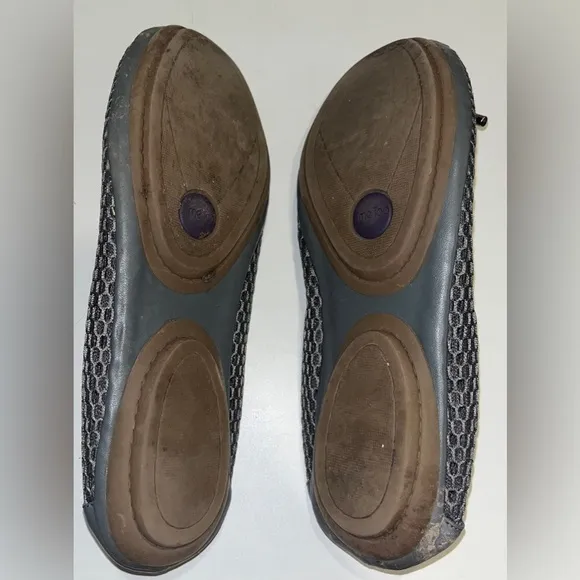 Me Too Women's Faith Ballet Flat in Dark Metallic Silver Grey w/ Mesh Knitting