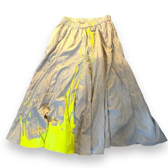 MEDIUM NWT SDEER Women's Fashion Floral Midi Skirt, High Waist Pleated A-Line E