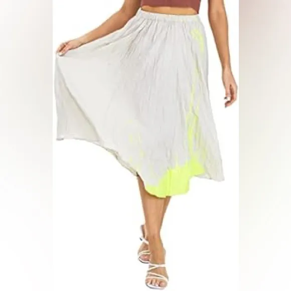 MEDIUM NWT SDEER Women's Fashion Floral Midi Skirt, High Waist Pleated A-Line E