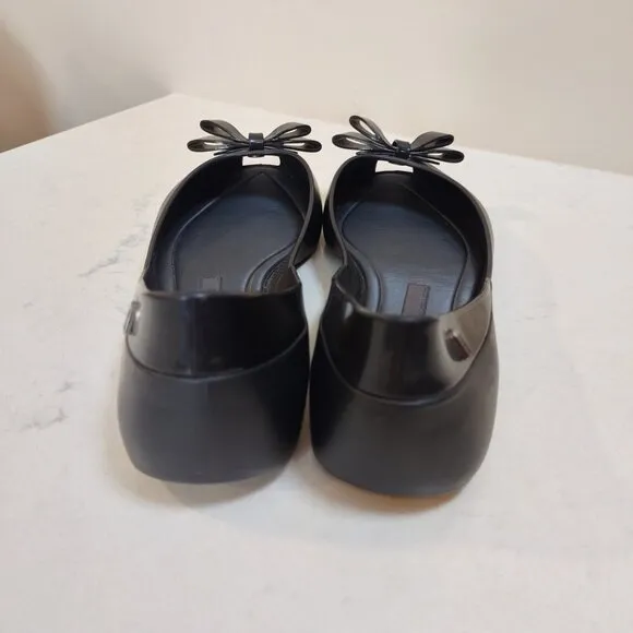 Melissa Women Size 9 Black Jelly Flats Bow Peep Toe Eco Friendly Slip On Classic