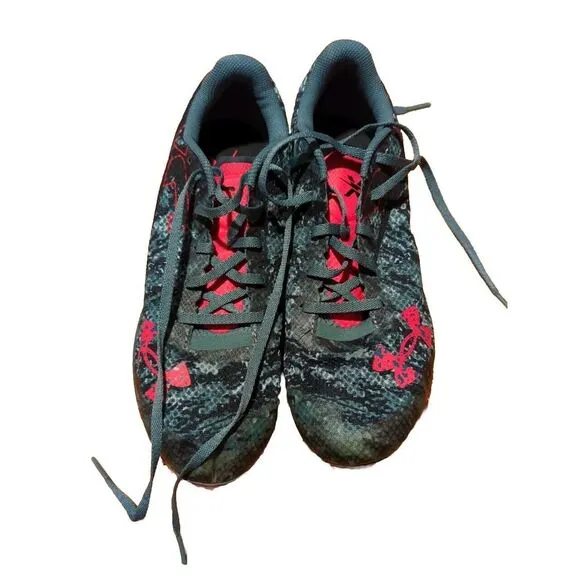 Men 10/ Women's 11.5 - Under Armour Spike Low‎  Blue Black Pink/Salmon