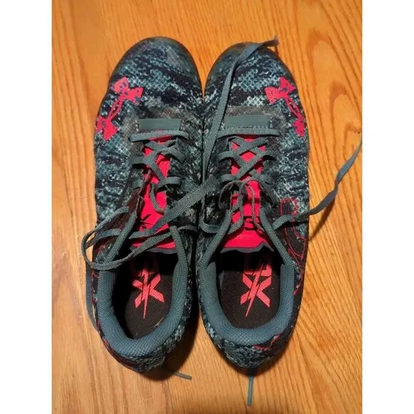 Men 10/ Women's 11.5 - Under Armour Spike Low‎  Blue Black Pink/Salmon