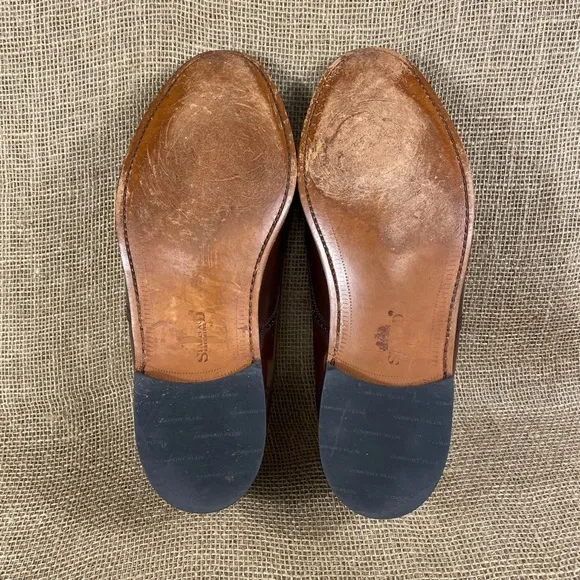 men Stafford dress shoe wing tip tassels brown leather 14 D