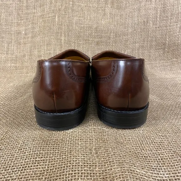 men Stafford dress shoe wing tip tassels brown leather 14 D