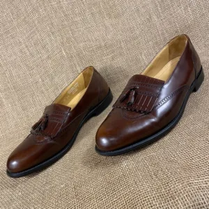 men Stafford dress shoe wing tip tassels brown leather 14 D