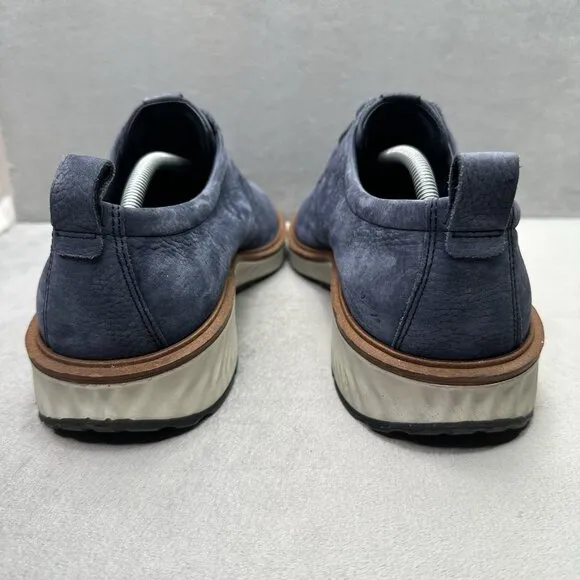 Mens 12-12.5 / EU 46 ECCO ST.1 Hybrid Shoes Navy Nubuck Derby Plain Toe Oxford