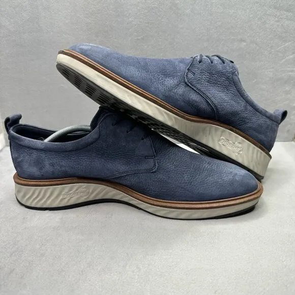 Mens 12-12.5 / EU 46 ECCO ST.1 Hybrid Shoes Navy Nubuck Derby Plain Toe Oxford