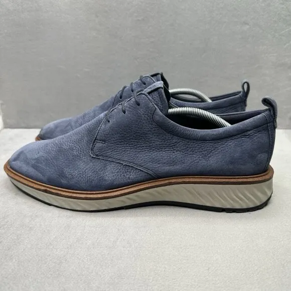 Mens 12-12.5 / EU 46 ECCO ST.1 Hybrid Shoes Navy Nubuck Derby Plain Toe Oxford