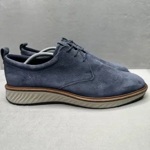 Mens 12-12.5 / EU 46 ECCO ST.1 Hybrid Shoes Navy Nubuck Derby Plain Toe Oxford
