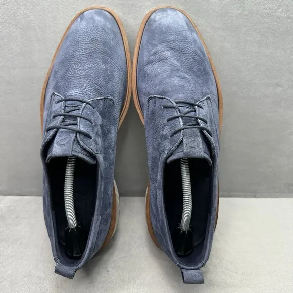 Mens 12-12.5 / EU 46 ECCO ST.1 Hybrid Shoes Navy Nubuck Derby Plain Toe Oxford