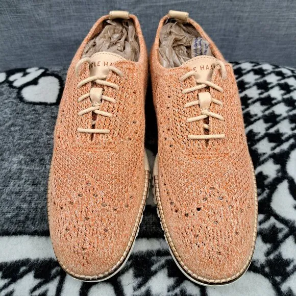 Mens 7 M Cole Haan ØriginalGrand Remastered Stitchlite Wingtip Oxford Shoes Tan