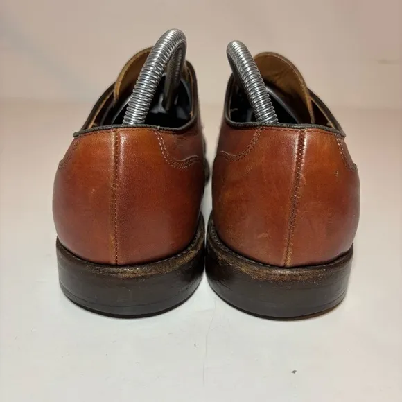 Mens Allen Edmonds Lauderdale Woven Brown Captoe Oxford Derby Shoes Size 8 EEE