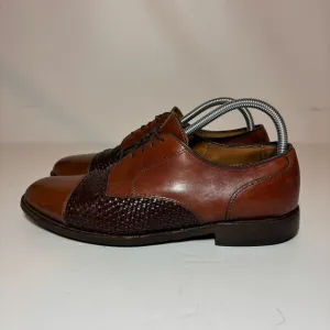 Mens Allen Edmonds Lauderdale Woven Brown Captoe Oxford Derby Shoes Size 8 EEE