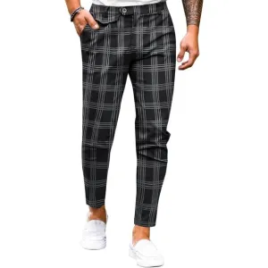 Mens Chinos Slim Fit Pants Flat Front Stretch Skinny Tapered Dress Pants