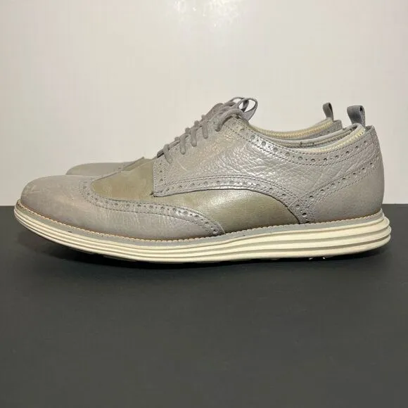 Mens COLE HAAN Original Grand OS Novelty Gray Oxford Shoes / Size 10 Medium