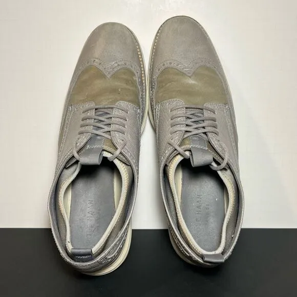 Mens COLE HAAN Original Grand OS Novelty Gray Oxford Shoes / Size 10 Medium