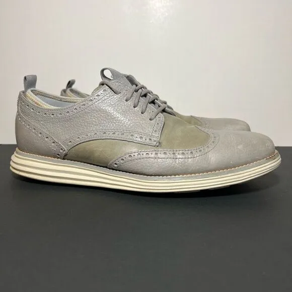 Mens COLE HAAN Original Grand OS Novelty Gray Oxford Shoes / Size 10 Medium