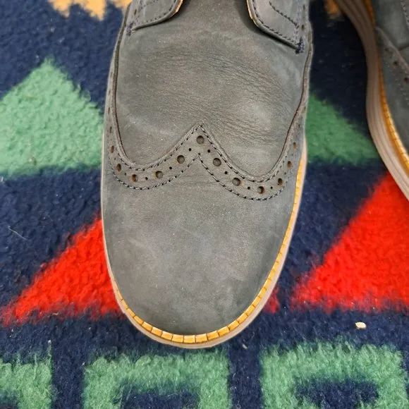 Mens Cole Haan Original Grand Oxford Shoes Sz 10.5W Nubuck Blueish Gray