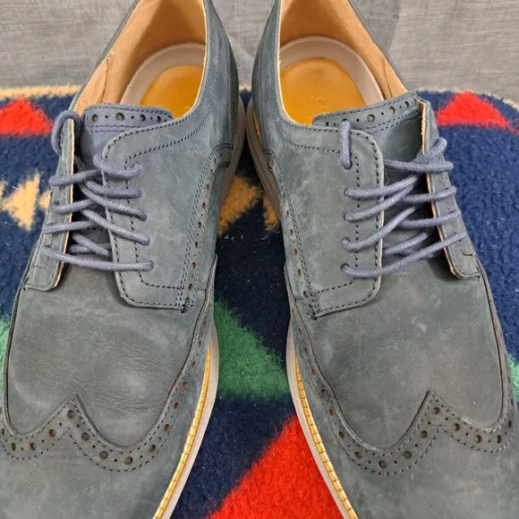 Mens Cole Haan Original Grand Oxford Shoes Sz 10.5W Nubuck Blueish Gray