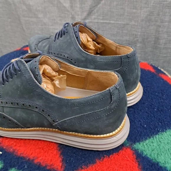 Mens Cole Haan Original Grand Oxford Shoes Sz 10.5W Nubuck Blueish Gray