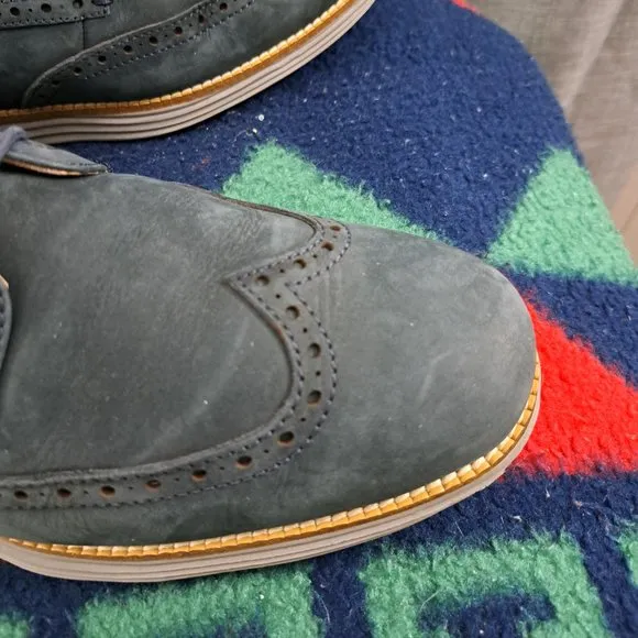 Mens Cole Haan Original Grand Oxford Shoes Sz 10.5W Nubuck Blueish Gray