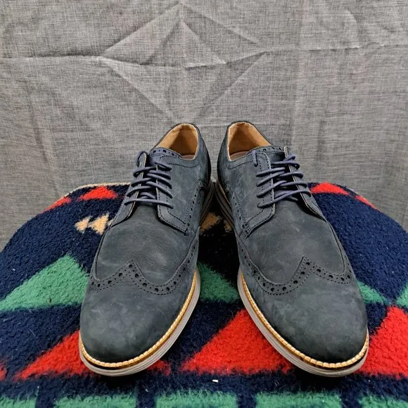 Mens Cole Haan Original Grand Oxford Shoes Sz 10.5W Nubuck Blueish Gray