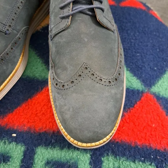 Mens Cole Haan Original Grand Oxford Shoes Sz 10.5W Nubuck Blueish Gray