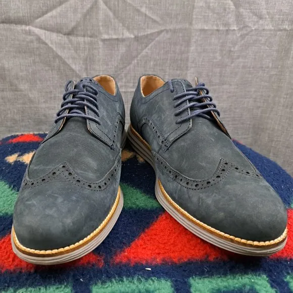 Mens Cole Haan Original Grand Oxford Shoes Sz 10.5W Nubuck Blueish Gray