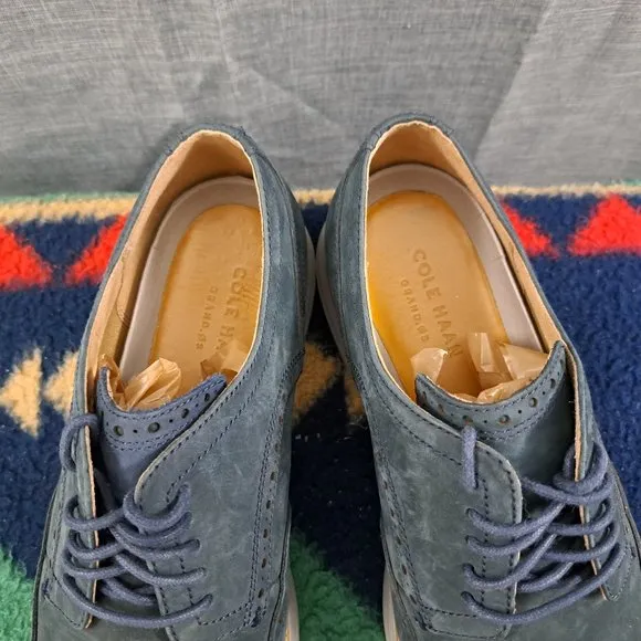 Mens Cole Haan Original Grand Oxford Shoes Sz 10.5W Nubuck Blueish Gray