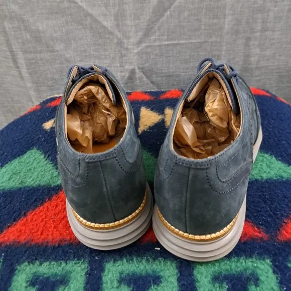 Mens Cole Haan Original Grand Oxford Shoes Sz 10.5W Nubuck Blueish Gray
