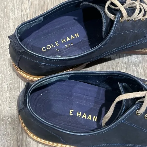 Men’s Cole Haan Size 9.5 Navy Suede Leather Nubuck Oxford Derby Classic Shoe