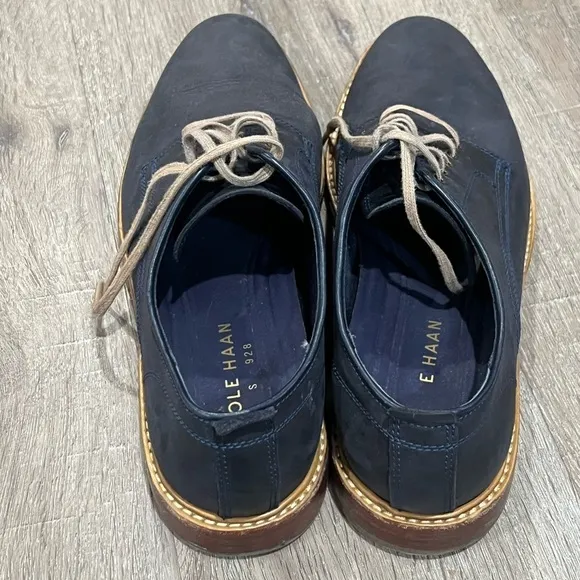 Men’s Cole Haan Size 9.5 Navy Suede Leather Nubuck Oxford Derby Classic Shoe