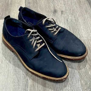 Men’s Cole Haan Size 9.5 Navy Suede Leather Nubuck Oxford Derby Classic Shoe