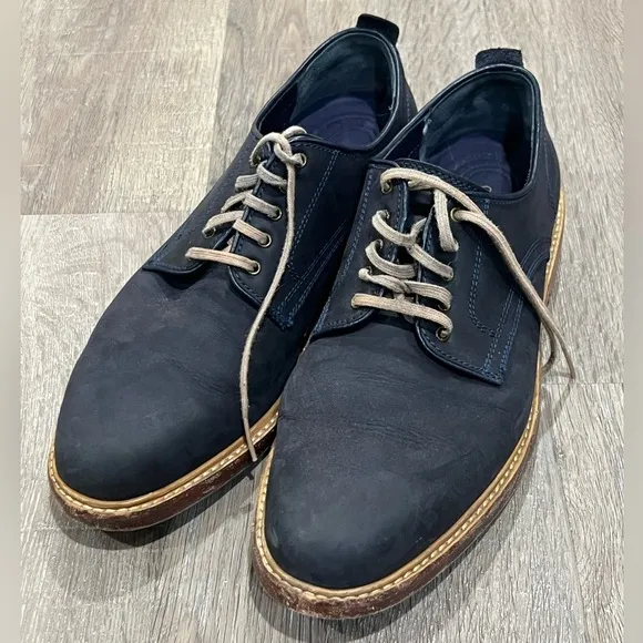 Men’s Cole Haan Size 9.5 Navy Suede Leather Nubuck Oxford Derby Classic Shoe